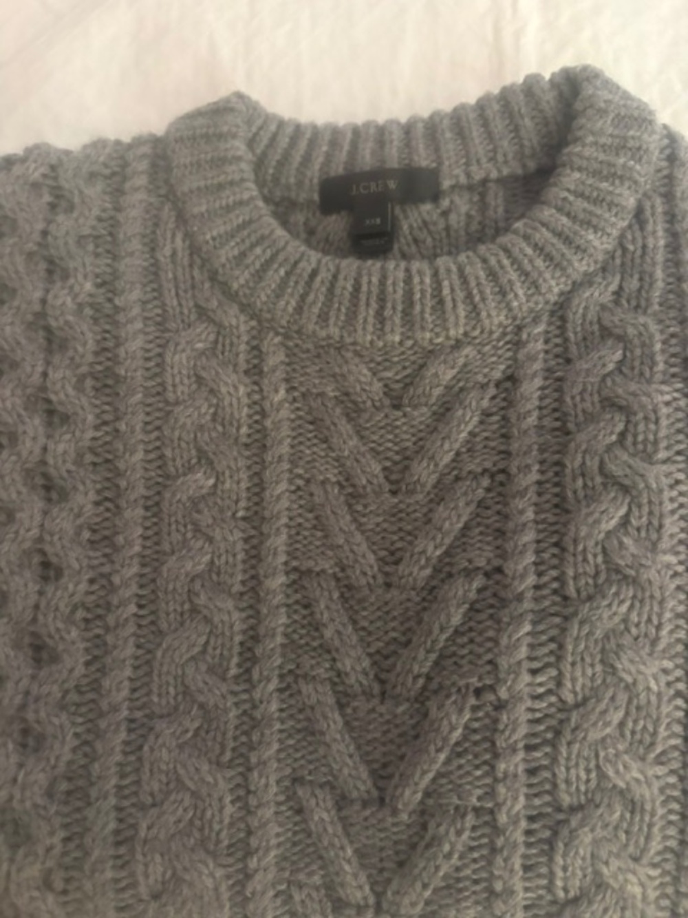 J Crew chunky cable sweater, heather grey, XXS